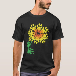 Camiseta Cachorro Engraçado Pata de Girassol Amantes de os