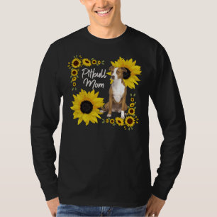 Camiseta Cachorro Engraçado Pitbull Mãe Girassol Para Mulhe