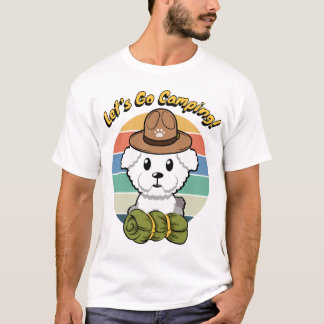 Camiseta Cachorro engraçado quer ir acampar