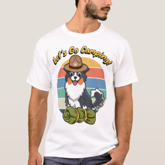 Camiseta Cachorro engraçado quer ir acampar