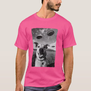 Camiseta Cachorro Engraçado Selfie UFO Foto Estranha Puppy