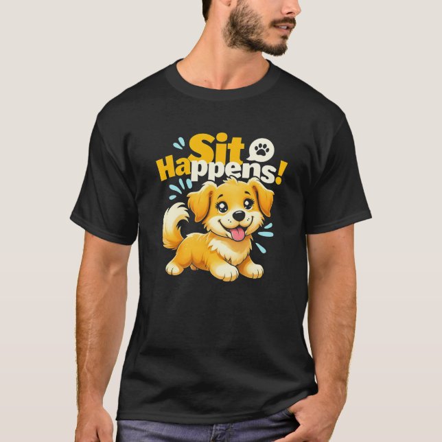 Camiseta Cachorro Engraçado "Sente-Se!" (Frente)
