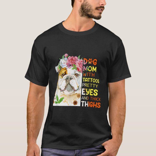 Camiseta Cachorro Engraçado Tatuou Mãe Roupa Cachorro Mãe C (Frente)
