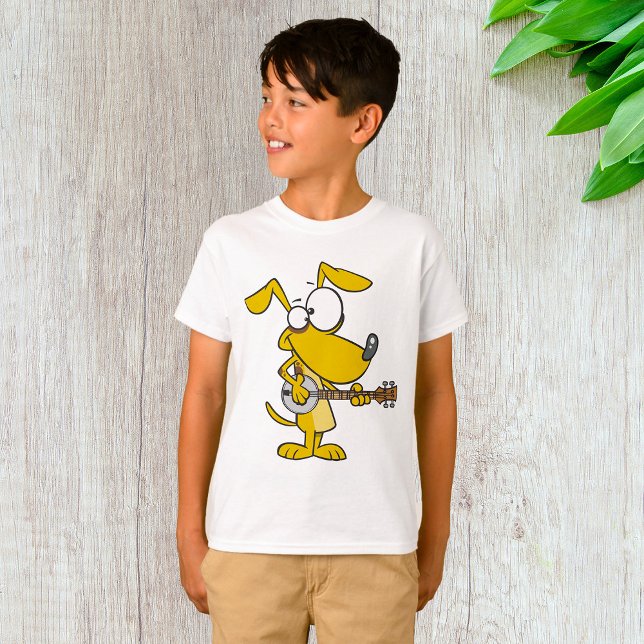 Camiseta Cachorro Engraçado Tocando Música Banjo (Criador carregado)