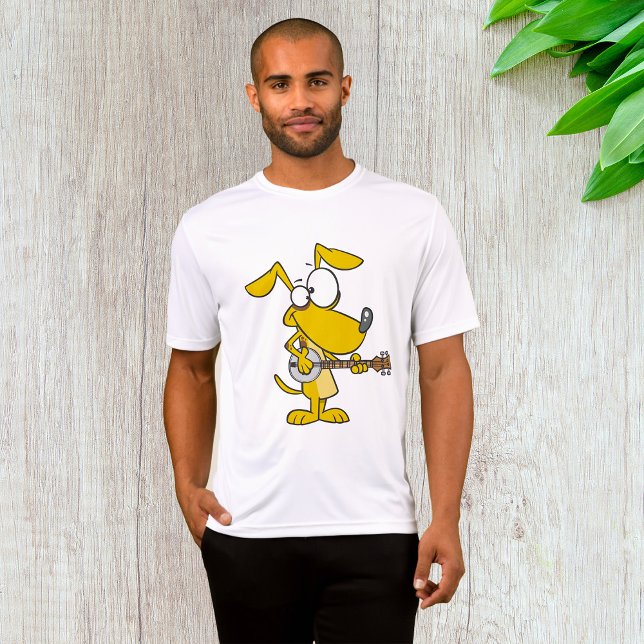 Camiseta Cachorro Engraçado Tocando Música Banjo (Criador carregado)