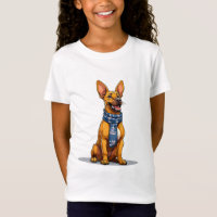 Cachorro Engraçado Vestindo Cachecol Estilo Cartoo