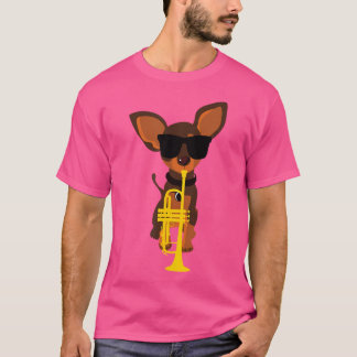 Camiseta Cachorro Engraçado Vestindo Óculos Solares Jogando