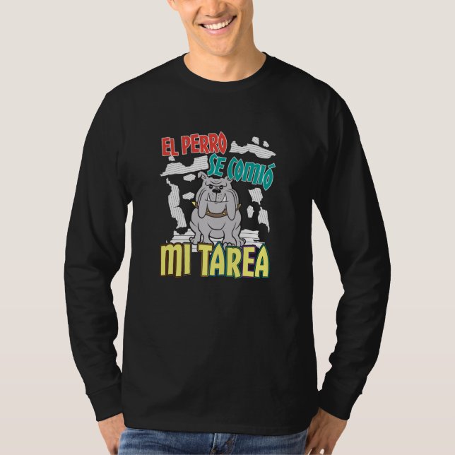 Camiseta Cachorro Espanhol Ate My Homework - Perro Tarea (Frente)