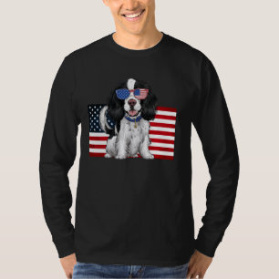 Camiseta Cachorro Espanhol Inglês Springer com bandeira Ame