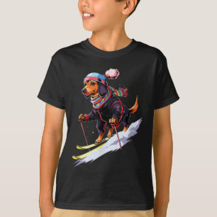 Camiseta Cachorro Esquiar Dachshund Esqui Inverno Neve Home