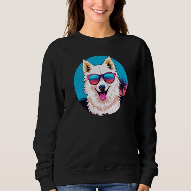 Camiseta Cachorro Esquimó Americano Usando Óculos de Sol Re (Frente)