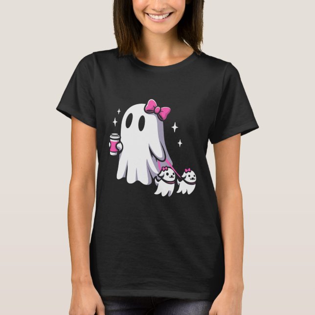 Camiseta Cachorro Fantasma Bonito de Halloween Cachorro And (Frente)