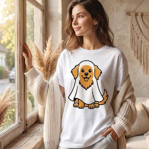 Camiseta Cachorro Fantasma Bonito do Dia das Bruxas do Retr