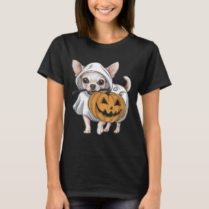 Camiseta Cachorro Fantasma de Chihuahua no Halloween