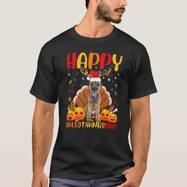 Camiseta Cachorro Feliz Border Terrier Cachorro Oláobrigado (Frente)