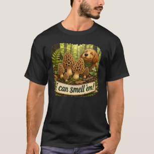 Camiseta Cachorro Feliz Cheirando Cogumelos Morel - Amor pe