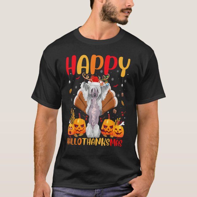 Camiseta Cachorro Feliz Chinês Prendido Hellothanksmas (Frente)