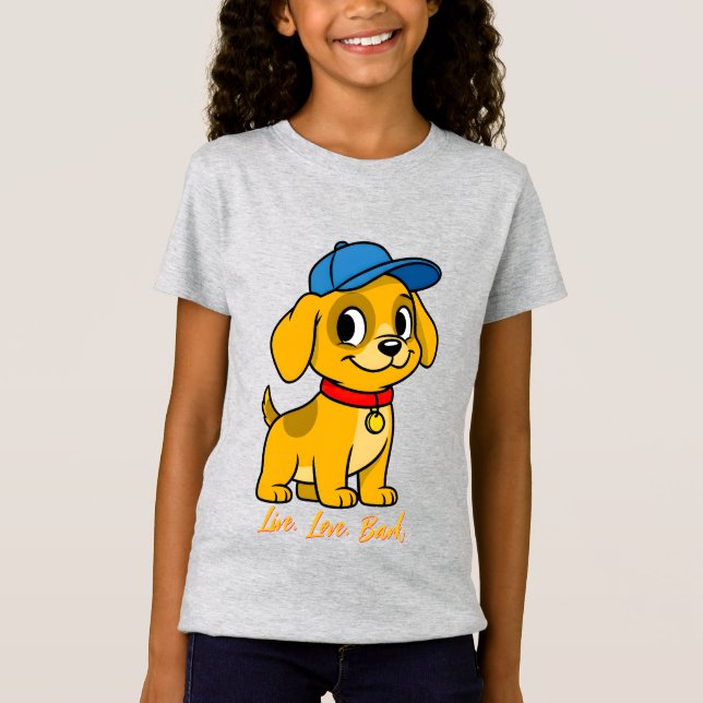 Camiseta Cachorro Feliz com Boné Azul (Frente)