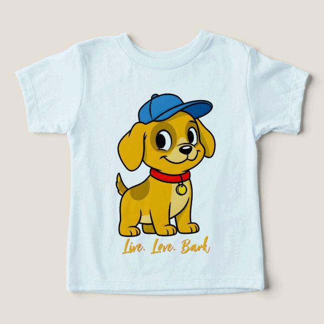 Camiseta Cachorro Feliz com Gorro Azul (Design frontal)