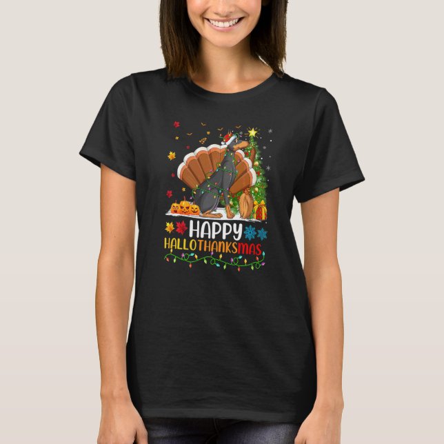 Camiseta Cachorro   Feliz Doberman Pinscher Cachorro Hellot (Frente)