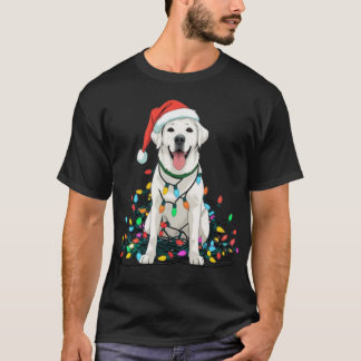 Camiseta Cachorro Feliz Enroscado em Luzes de Nata