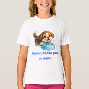 Camiseta Cachorro Feliz Fofinho Amante de Água Design Inspi