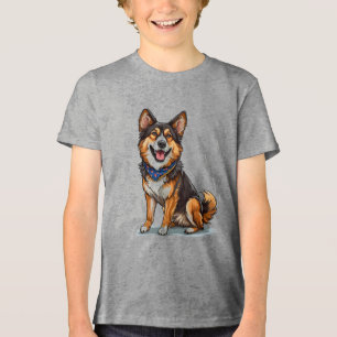 Camiseta Cachorro Feliz Usando um Bandana Azul