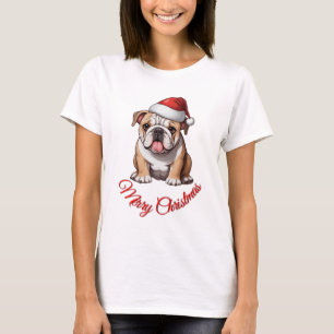 Camiseta Cachorro Festivo Camisa-T Clássica de Natal Feliz