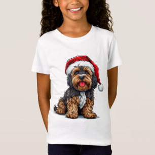 Camiseta Cachorro Festivo com Chapéu de Papai Noel