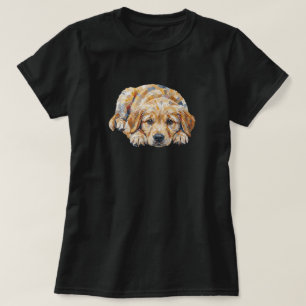 Camiseta Cachorro Filhote Fofo com Olhos Tristes que Sente