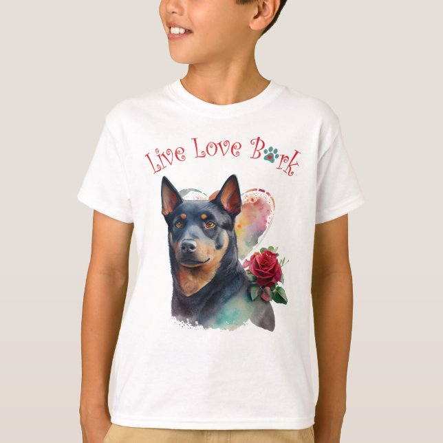 Camiseta Cachorro Floral Cute Australian Kelpie (Frente)