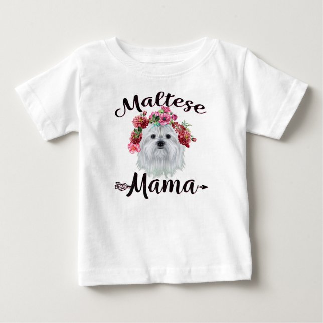 Camiseta Cachorro | Flores De Cachorro Maltesas, Florais (Frente)