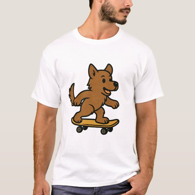 Camiseta Cachorro Fofo andando de Skate (Frente)
