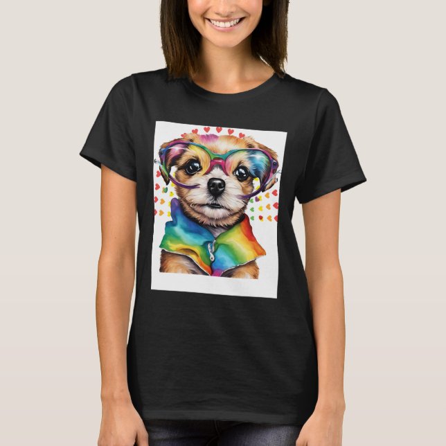 Camiseta Cachorro Fofo Arco-Íris – Amor de Cachorrinho Engr (Frente)