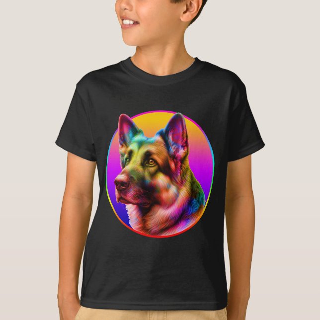 CAMISETA CACHORRO FOFO ARCO-ÍRIS COLORIDO (Frente)