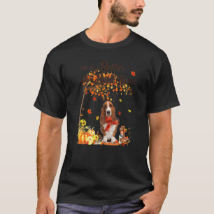 Camiseta Cachorro Fofo Basset Hound Árvore de Maple Dia de