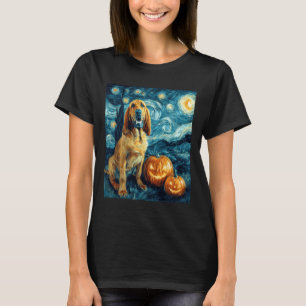 Camiseta Cachorro Fofo Bloodhound Halloween Abóbora Jack O