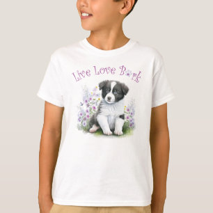 Camiseta Cachorro Fofo Border Collie Floral