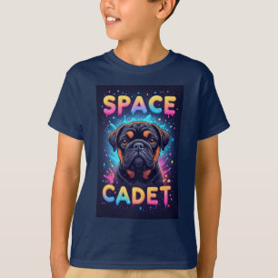 Camiseta Cachorro Fofo Com Salpicos de Tinta Neon