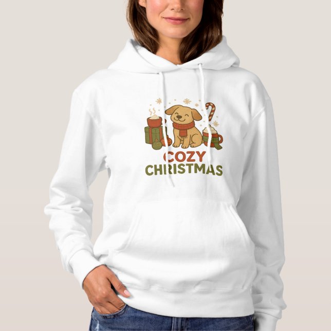 Camiseta Cachorro Fofo de Natal com Roupa de Natal Aconcheg (Frente)