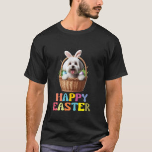 Camiseta Cachorro Fofo de Páscoa Feliz com Orelhas de Coelh