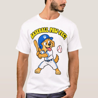 Camiseta Cachorro Fofo Jogando Beisebol Paw feito Roupa Esp
