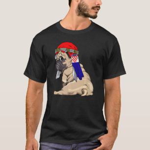 Camiseta Cachorro Fofo Pug Retro Orgulho Bandeira Croácia