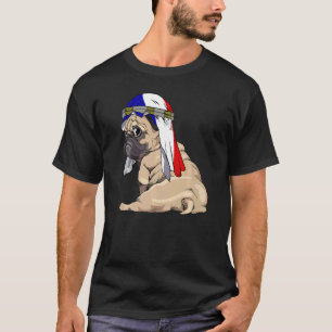 Camiseta Cachorro Fofo Pug Retro Orgulho Bandeira França