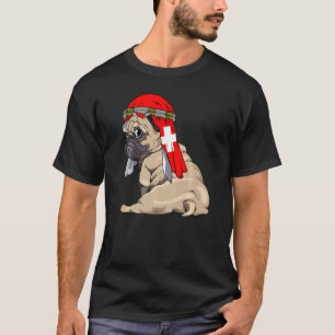 Camiseta Cachorro Fofo Pug Retro Orgulho Bandeira Suíça