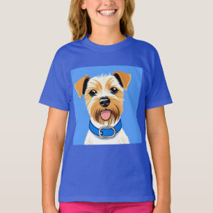 Camiseta Cachorro Fofo Usando uma Coleira Azul