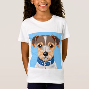 Camiseta Cachorro Fofo Usando uma Coleira Azul