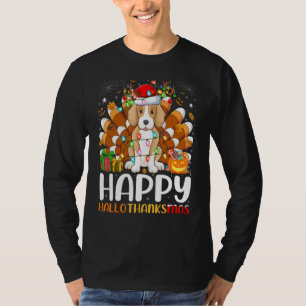 Camiseta Cachorro Foxhound Dia das Bruxas Natal Feliz Hallo