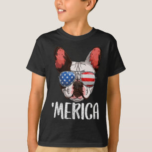 Camiseta Cachorro Francês Cachorro 4 De Julho Bandeira Amer