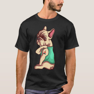 Camiseta Cachorro Francês Cachorro Adoro Mãe Tatuagem